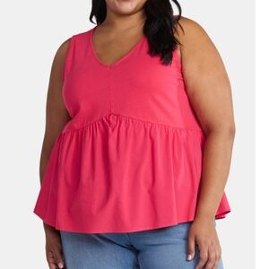 Terra & Sky. Women's Pink Sleeveless Cotyon Top.